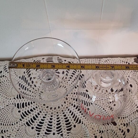 EUC Rae Dunn Clear Glass Dome Covered Cupcake Stand - "DEVOUR" - Picture 8 of 8